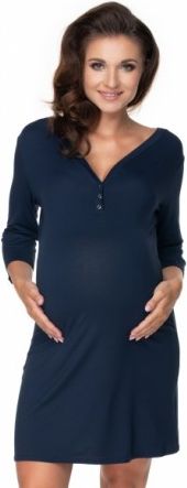 Be MaaMaa Těhotenská, kojící noční košile, 3/4 rukáv - granát, Velikosti těh. moda L/XL - obrázek 1