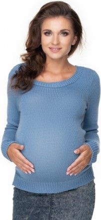 Be MaaMaa Těhotenský přízový svetřík - sv. modrý - obrázek 1