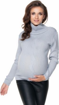 Be MaaMaa Těhotenský svetr s rolákem - šedý - obrázek 1