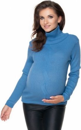 Be MaaMaa Těhotenský svetr s rolákem - modrý - obrázek 1