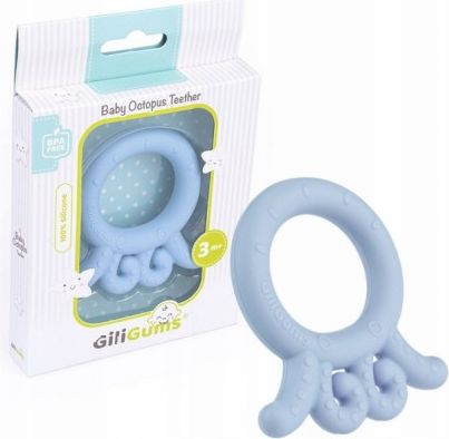 GiliGums Dětské silikonové kousátko Baby Octopus Teether, 3m+, sv. modrá, 1 ks - obrázek 1