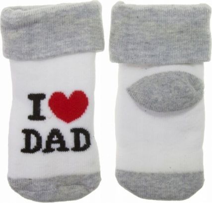 Kojenecké froté bavlněné ponožky I Love Dad, bílé/šedé 68/74 - obrázek 1