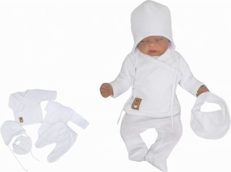 Z&,Z 5-dílná pletená kojenecká soupravička s šátkem- bílá, Velikost koj. oblečení 50 (0-1m) - obrázek 1