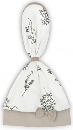 Kojenecká bavlněná čepička-šátek Nicol Ella bílá, Bílá, 68/74 - obrázek 1