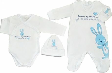 G-baby 4-dílná soupravička do porodnice Loving bunny - modrá, bílá - obrázek 1