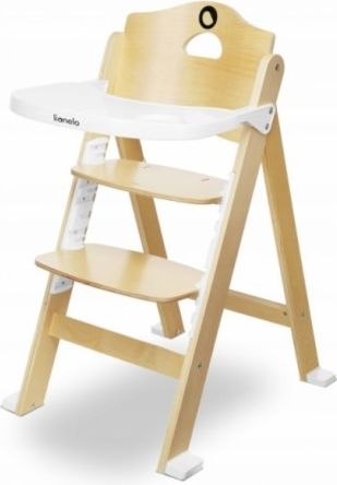 Lionelo Dřevěná jídelní židlička, stoleček - Floris, White Natural - obrázek 1