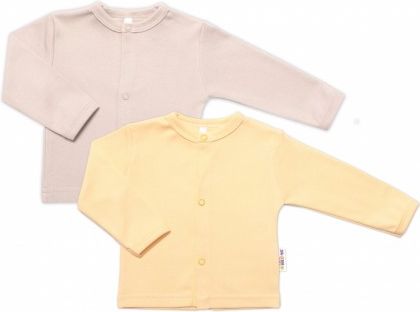 Baby Nellys Sada 2 bavlněných košilek, Basic Pastel, žlutá/béžová, Velikost koj. oblečení 62 (2-3m) - obrázek 1