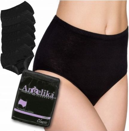 Bavlněné kalhotky Angelika s vysokým pasem, 6ks v balení, černé, Velikosti těh. moda  S (36) - obrázek 1