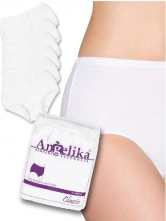 Bavlněné kalhotky Angelika s vysokým pasem, 6ks v balení, bílé, Velikosti těh. moda M (38) - obrázek 1