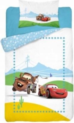 Detexpol Bavlněné dětské povlečení Cars,135x100 cm, bílé/modré