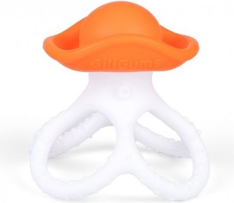 GiliGums Zklidňující silikonové kousátko Chobotnice, oranžové - obrázek 1