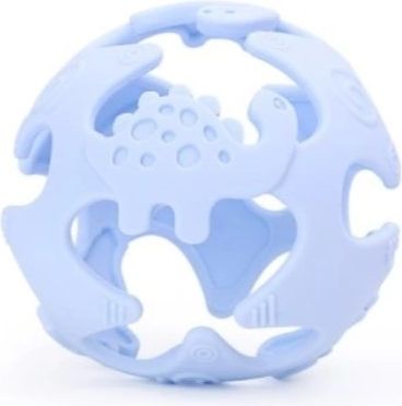GiliGums Silikonové kousátko Míček, Dino - modré - obrázek 1