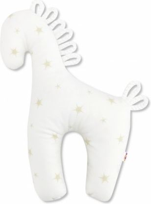 Baby Nellys Bavlněné chrastítko Koník, hvězdičky zlaté v bílé - obrázek 1