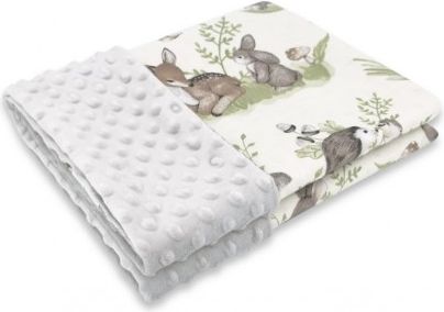 Bavlněná deka s Minky 100 x 75 cm, Lesní pohoda - šedá/bílá - obrázek 1