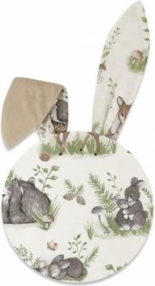 Oboustranný polštářek s oušky, bavlna/velvet, Pohoda v lese - bílý/béžový - obrázek 1