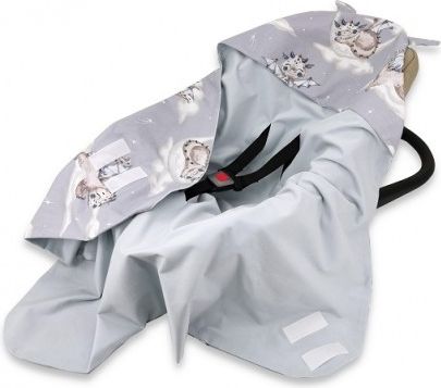 Zavinovací deka s kapucí, bavlna + jersey, Dráček Mráček - modrá/šedá - obrázek 1