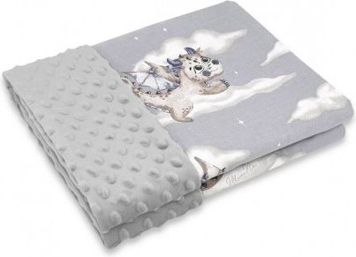 Bavlněná deka s Minky 100 x 75 cm, Dráček Mráček - šedá/modrá - obrázek 1