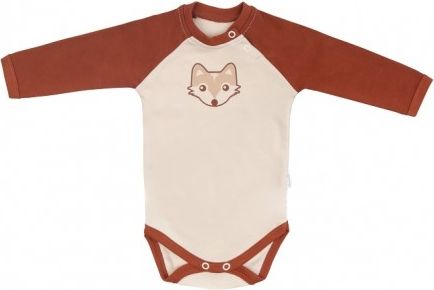 Mamatti Kojenecké body dlouhý rukáv, Baby Fox - béžová/hnědá, Velikost koj. oblečení 68 (3-6m) - obrázek 1