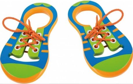 Small foot Dřevěné boty na naučení vázání
