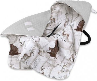 Zavinovací deka s kapucí Velvet/bavlna, Medvěd a kamarádi - šedá - obrázek 1
