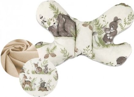 Oboustranný bavlněný polštářek Motýlek bavlna + Velvet, Pohoda v lese NATURAL - ecru - obrázek 1