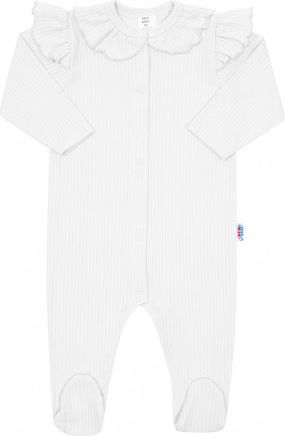 Kojenecký bavlněný overal New Baby Stripes bílý, Bílá, 56 (0-3m) - obrázek 1