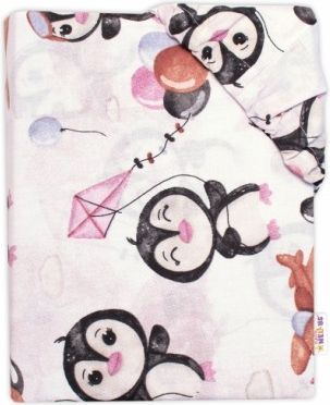 Baby Nellys Bavlněné prostěradlo - Tučňáci, bílé, Rozměry 120x60 - obrázek 1
