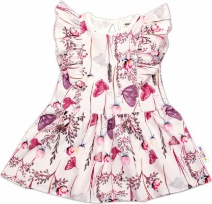 Baby Nellys Letní šaty s krátkým rukávem Motýlci - růžové, Velikost koj. oblečení 62 (2-3m) - obrázek 1