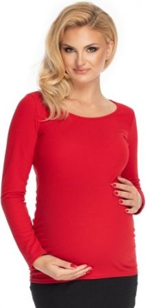 Be MaaMaa Těhotenské tričko s dl. rukávem - červené, Velikosti těh. moda L/XL - obrázek 1