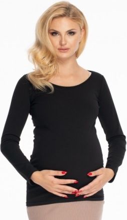 Be MaaMaa Těhotenské tričko s dl. rukávem - černé, Velikosti těh. moda L/XL - obrázek 1