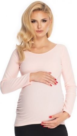 Be MaaMaa Těhotenské tričko s dl. rukávem - pudrové, Velikosti těh. moda L/XL - obrázek 1