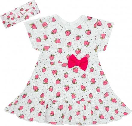 Kojenecké bavlněné šatičky s čelenkou New Baby Strawbery, Růžová, 56 (0-3m) - obrázek 1