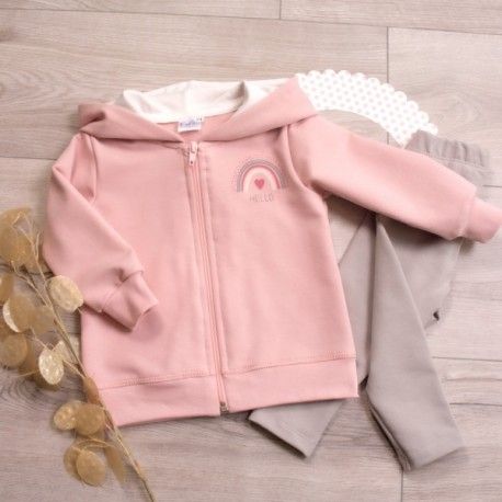 K-Baby Tepláková souprava s kapucí Duha - růžová/šedá, Velikost koj. oblečení 62 (2-3m) - obrázek 1