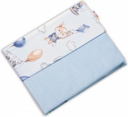 Baby Nellys Oboustranná deka Bavlna + Velvet 100x75cm, Létající zvířátka, modrá - obrázek 1