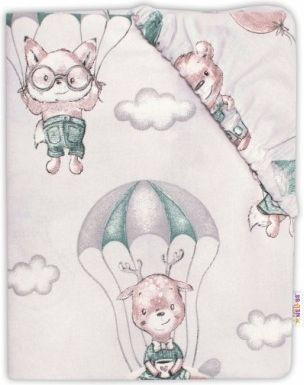 Baby Nellys Dětské bavlněné prostěradlo do postýlky, Létající zvířátka, zelené, Rozměry 120x60 - obrázek 1