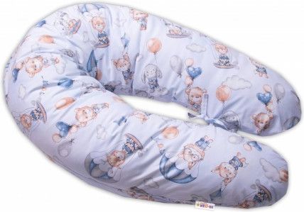 Baby Nellys Kojící bavlněný polštář - relaxační poduška Létající zvířátka, modrý - obrázek 1