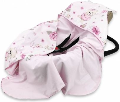 Zavinovací deka s kapucí, bavlna + jersey, Míša Baletka - růžová - obrázek 1