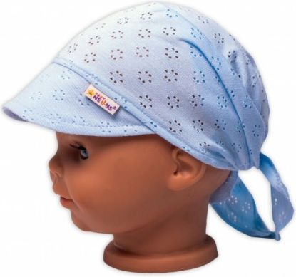 Baby Nellys Dětský síťkovaný šátek s kšiltem na zavazování - sv. modrý - obrázek 1