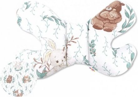 BABY NELLYS Oboustanný polštářek Motýlek, bavlna, Lulu Natural - mátový - obrázek 1