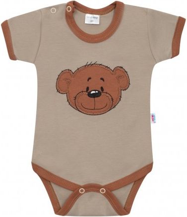 Kojenecké bavlněné body s krátkým rukávem New Baby BrumBrum latte brown, Dle obrázku, 68 (4-6m) - obrázek 1