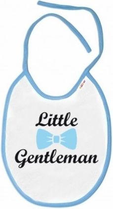 Baby Nellys Nepromokavý bryndáček Little Gentleman, 24 x 27 cm - bílý s modrým olemováním - obrázek 1