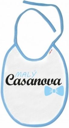Baby Nellys Nepromokavý bryndáček Malý Casanova, 24 x 27 cm - bílý s modrým olemováním - obrázek 1