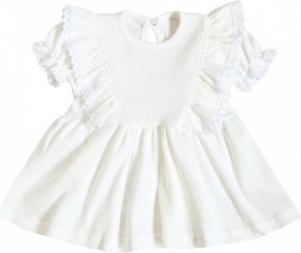 G-baby Letní vaflové šaty Princess s volánkem a krajkou - smetanové, Velikost koj. oblečení 68 (3-6m) - obrázek 1