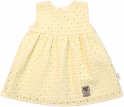 Baby Nellys Lehké Handmade šatičky Madeira, žluté, Velikost koj. oblečení 62 (2-3m) - obrázek 1
