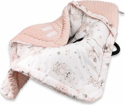 Oteplená zavin. deka s kapucí minky+bavlna, 90 x 90 cm,, Míša Baletka - pudrová - obrázek 1
