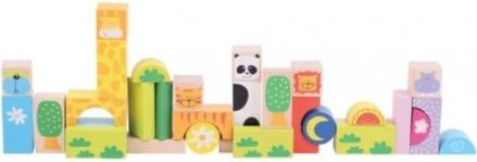 Bigjigs Toys Dřevěné kostky Safari - 32 ks - obrázek 1