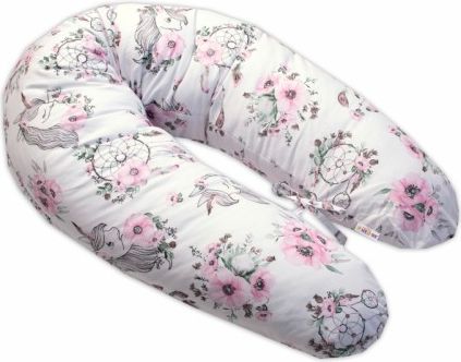 Baby Nellys Kojící bavlněný polštář - relaxační poduška Sny Jednorožce, růžový - obrázek 1