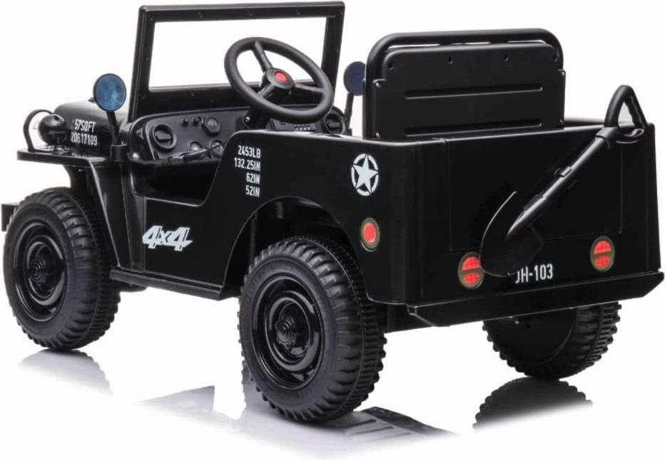 Dětský elektrický vojenský jeep willys SMALL 4x4 černý - obrázek 3