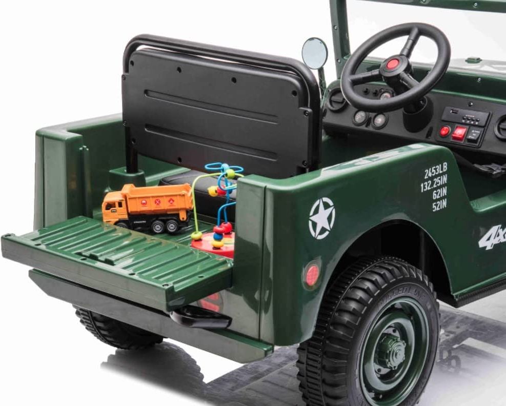 Dětský elektrický vojenský jeep willys SMALL 4x4 černý - obrázek 5