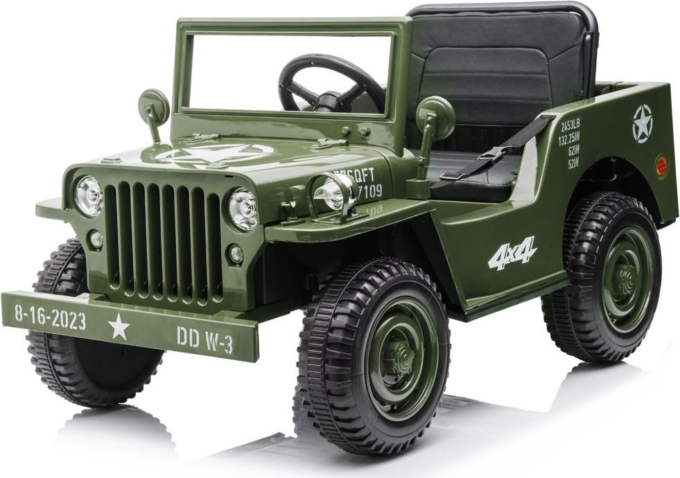 Dětský elektrický vojenský jeep willys SMALL 4x4 světle zelený - obrázek 1